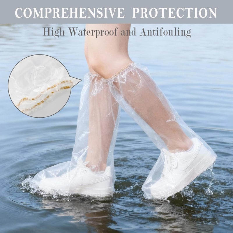 VRSHMB Long Rain Boot Covers for Adults, 10 Pair Extended Length Plastic Shoe Covers for Rain for Use in Water Parks, Rain and Snow (clear, adult(long)) - Image 3